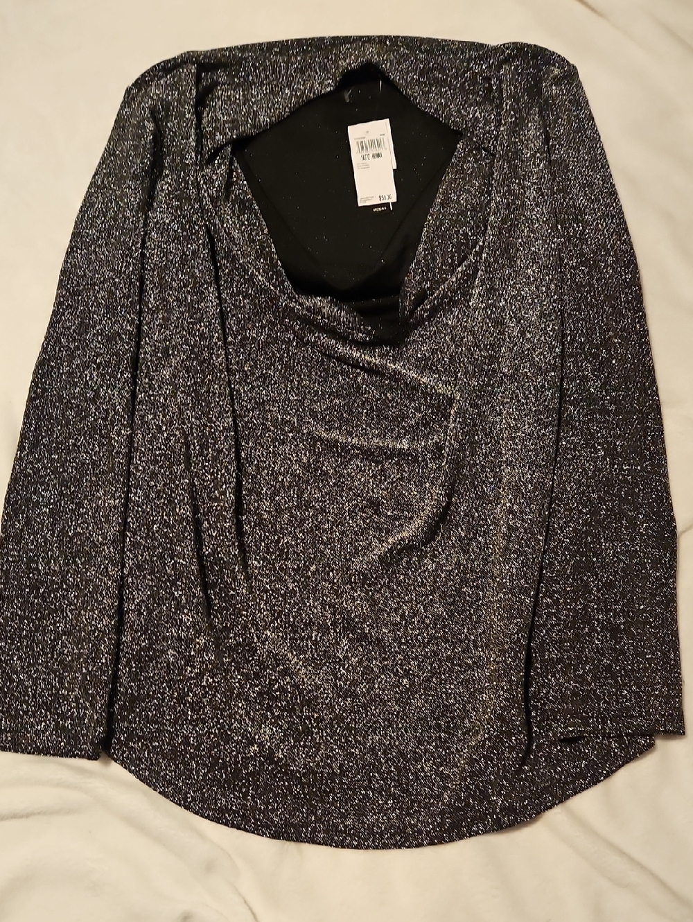 Grace Metallic Black and Silver Sparkle Top